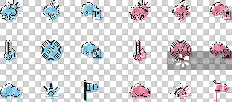 带有雨和阳光锥的云彩日出线条图片素材