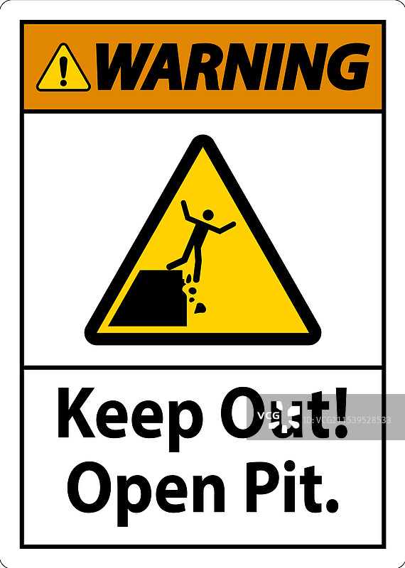 警告标志：禁止进入开放矿坑图片素材