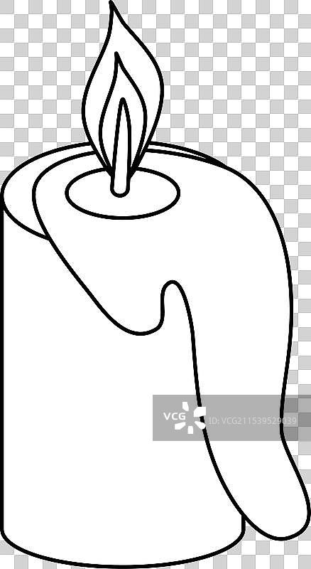 蜡烛燃烧，融化的蜡，涂鸦风格图片素材