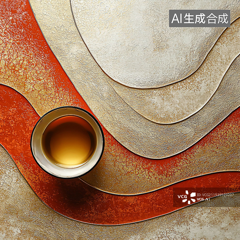 【AI数字艺术】流动彩色纹理茶杯碗背景创意海报、样机展台、C4D图片素材