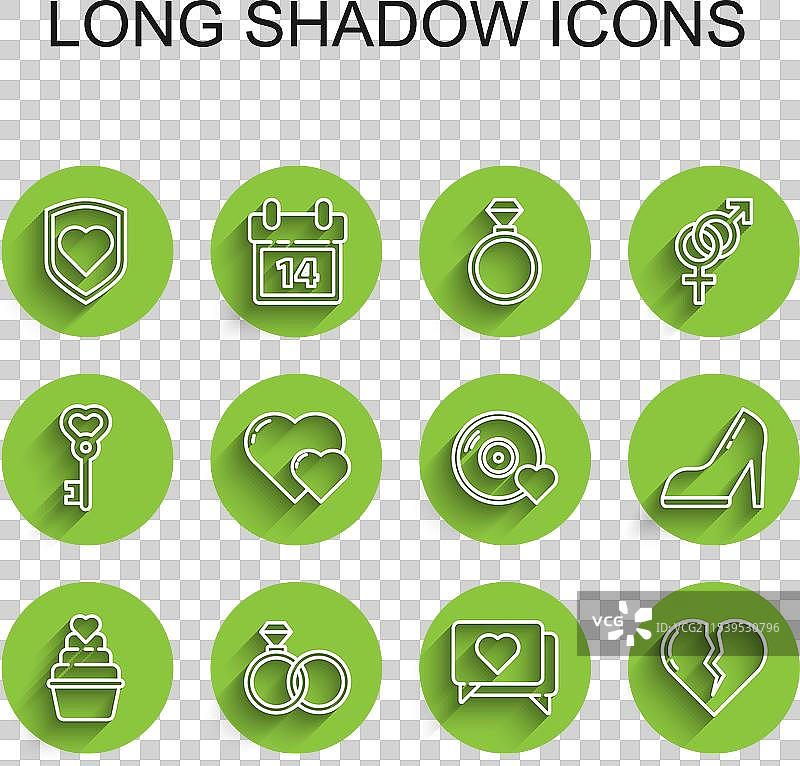心形护盾上的线条婚戒图片素材