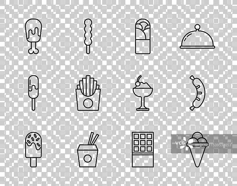 华夫筒冰淇淋与土耳其烤肉卷图片素材