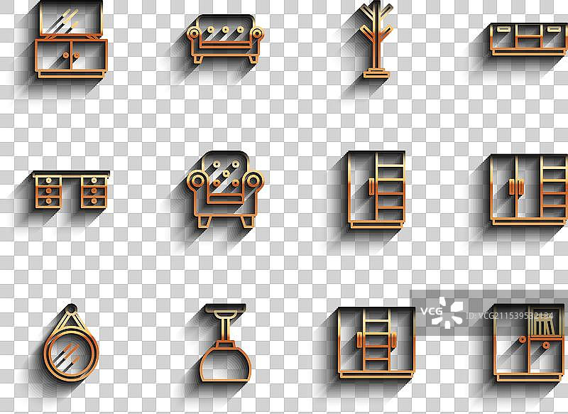 悬挂在电视桌上的镜面灯带图片素材