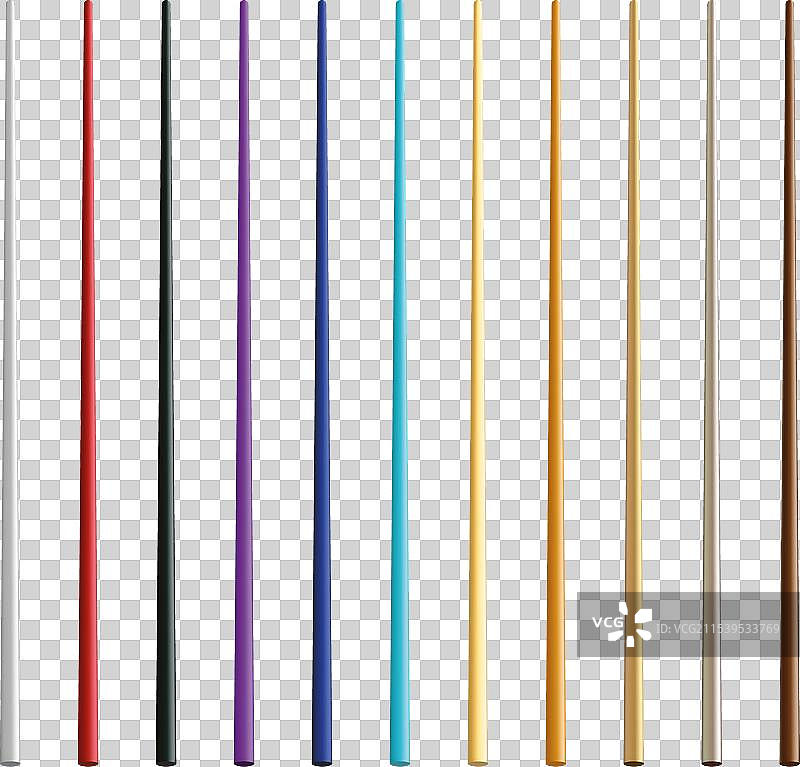 逼真的食物筷子套装，不同类型图片素材