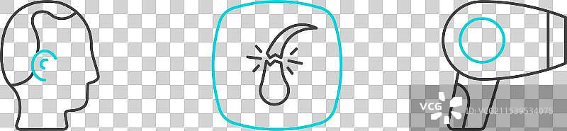 直发器、吹风机、脱发和断发图片素材