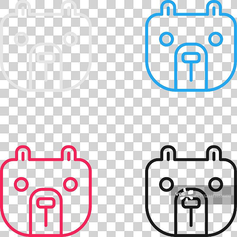 流行艺术风格的线条熊市图标，独立于背景色彩图片素材