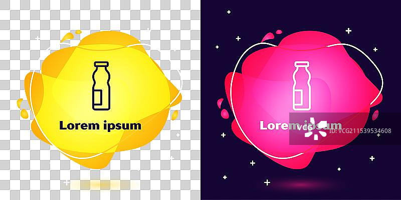 瓶装饮用酸奶图标的线条设计图片素材