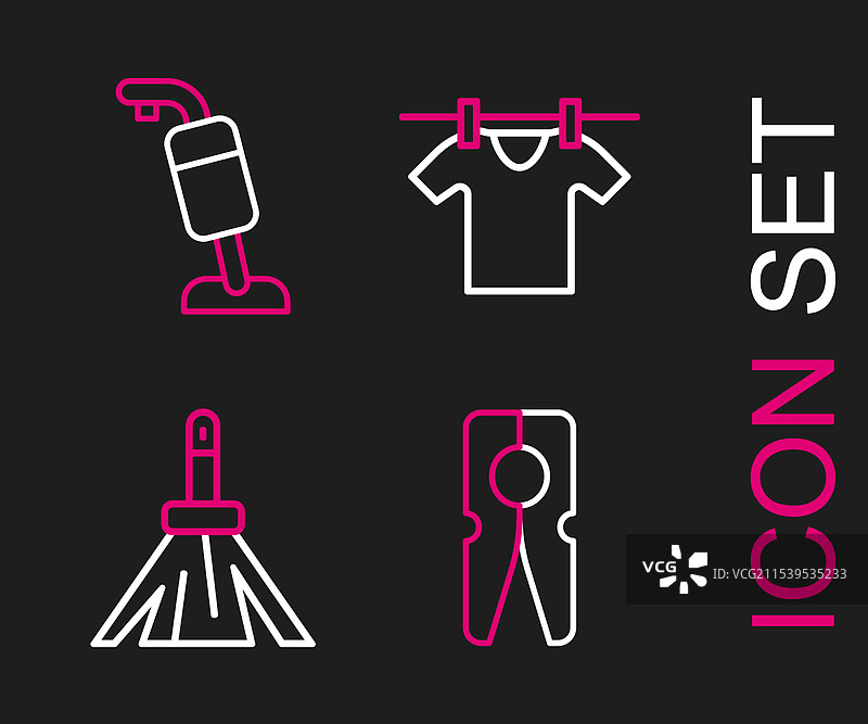 晾衣服的衣夹把手和扫帚图片素材