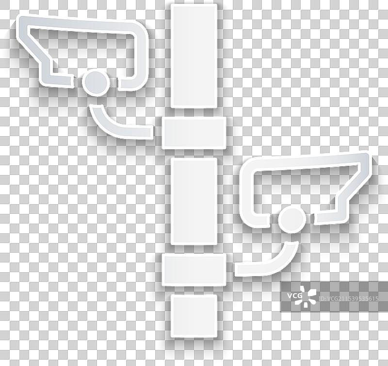 剪纸风格的安全摄像头图标，背景为蓝色图片素材