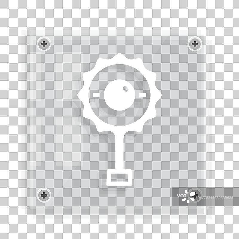 白色婴儿摇铃玩具图标，背景为灰色图片素材