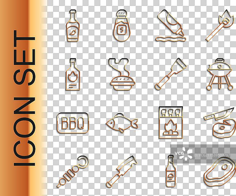 排放好的牛排肉和刀具在烧烤架上图片素材