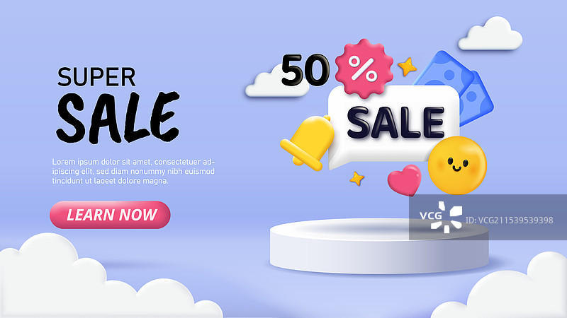 3D销售与讲台表情符号、钞票和基座图片素材