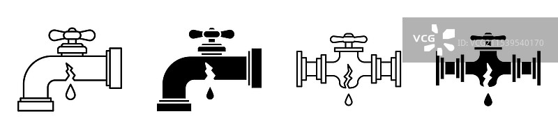 破裂的管道图标图片素材