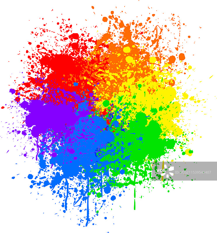 五彩斑斓的彩虹墨水飞溅元素图片素材