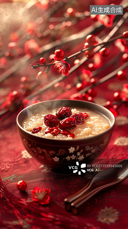 【AI数字艺术】新潮插画一碗腊八粥图片素材