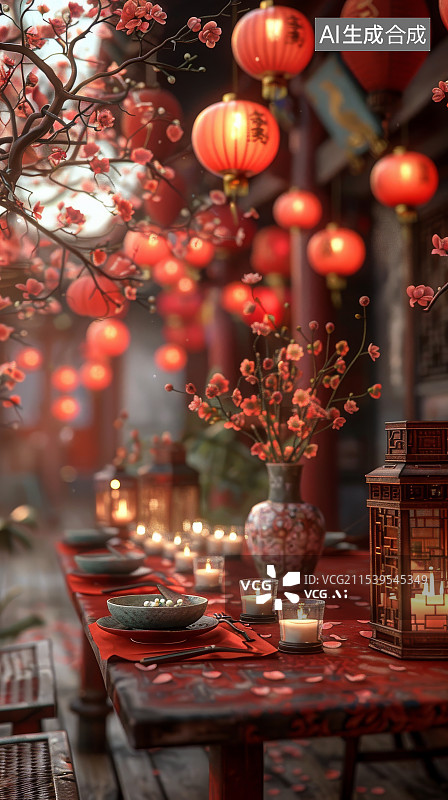 【AI数字艺术】新潮插画元宵灯会图片素材