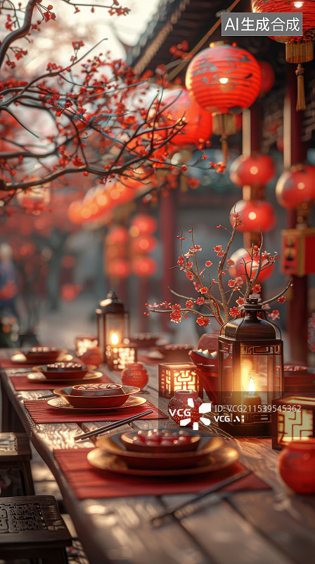 【AI数字艺术】新潮插画元宵灯会图片素材