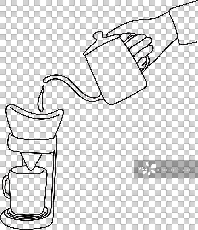 手工将热水倒在咖啡粉上图片素材