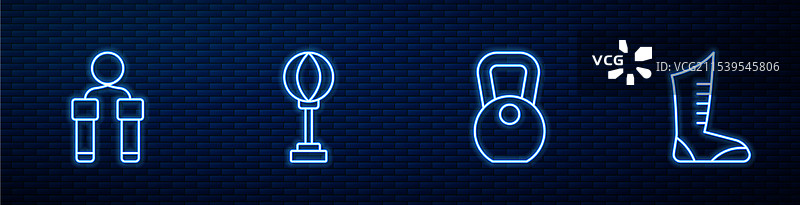 跳绳、拳击袋和运动的线条粗细设置图片素材