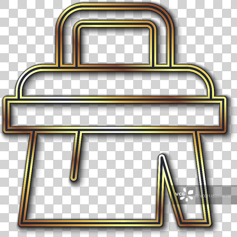 黑色背景上的金色线条桑拿刷图标图片素材