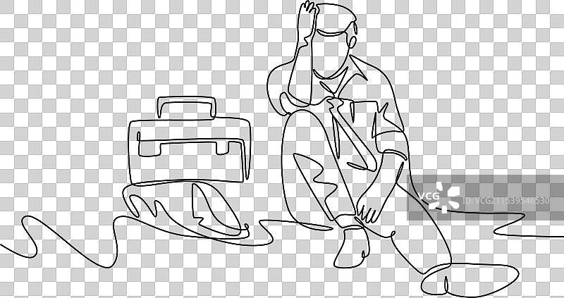 抑郁商人的单线画图片素材