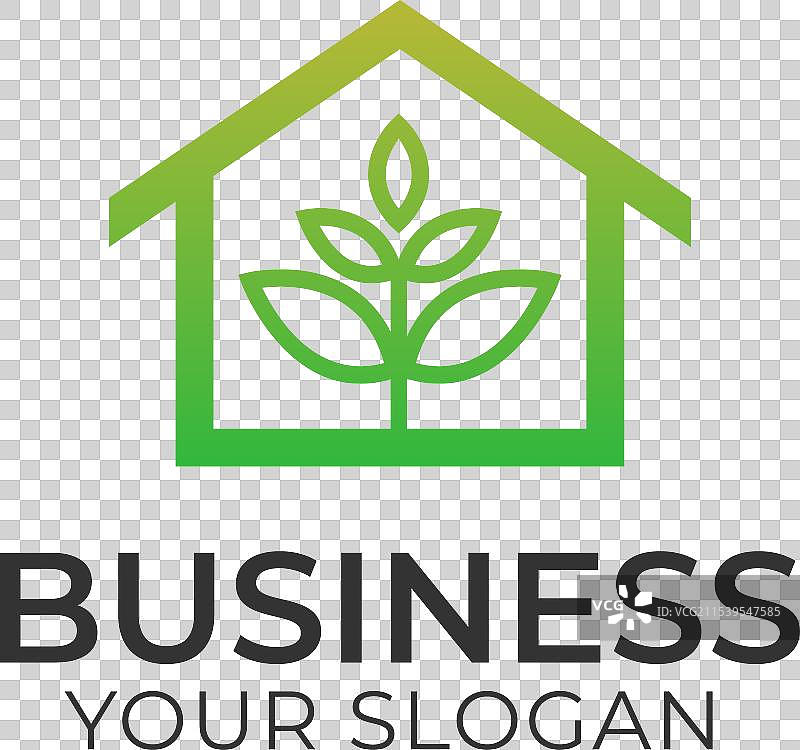 绿色房屋树木标志设计图标图片素材