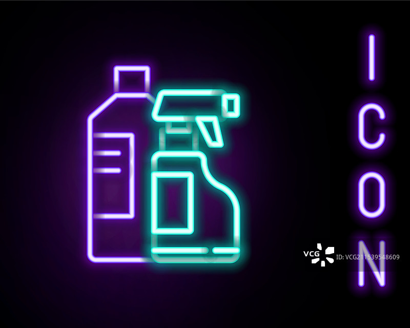 发光的霓虹线塑料洗衣瓶图片素材