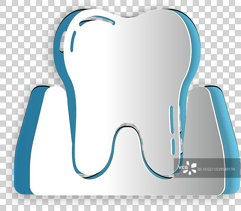 纸剪牙齿图标，背景为灰色图片素材