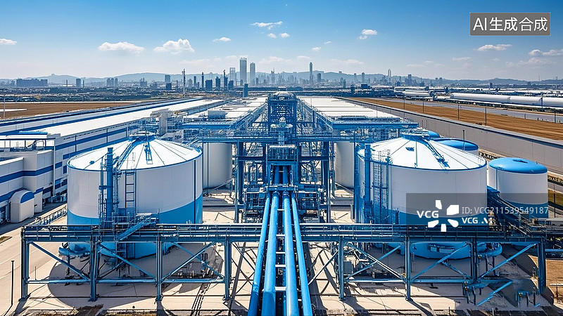 【AI数字艺术】氢能源储能工业园航拍图片素材