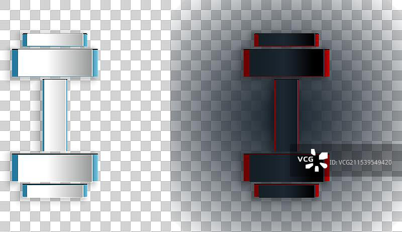 纸剪刀哑铃图标，背景为灰色和图片素材