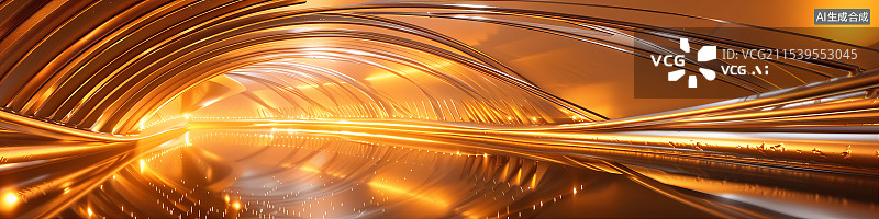【AI数字艺术】商务科技风金色概念隧道背景图片素材
