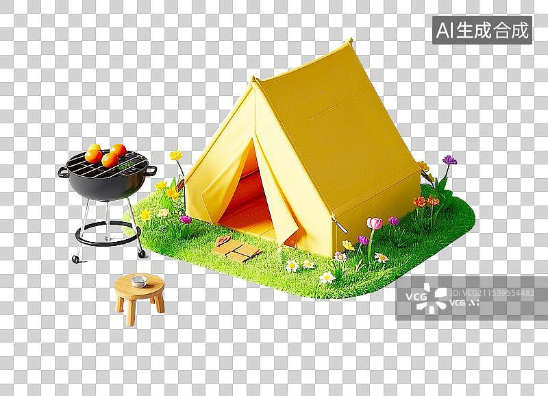 【AI数字艺术】3d户外露营场景图片素材