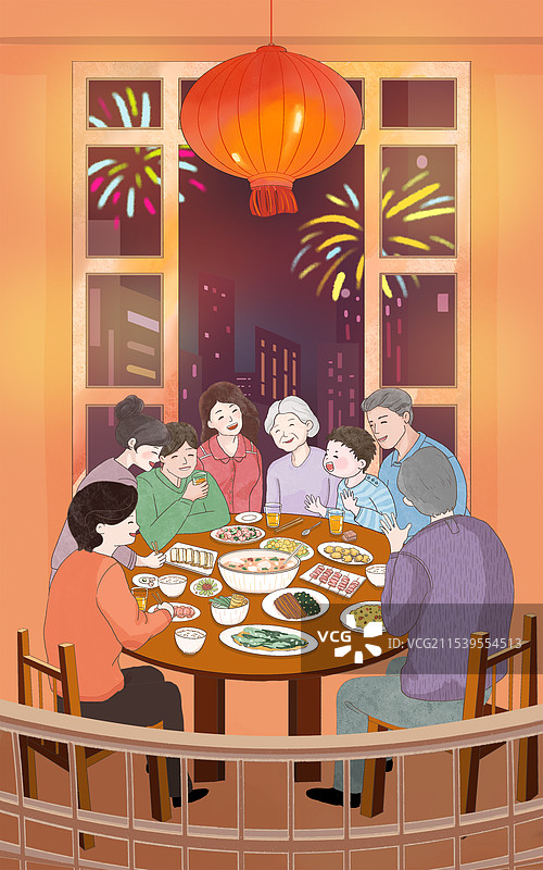 节日家庭聚会年夜饭图片素材