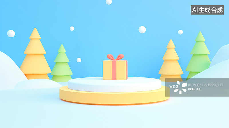 【AI数字艺术】唯美圣诞节背景雪人圣诞树和礼物图片素材