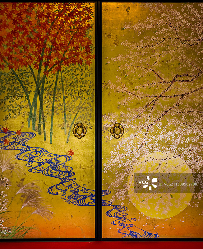 日本京都 圆光寺 庭园 日式屏风图片素材