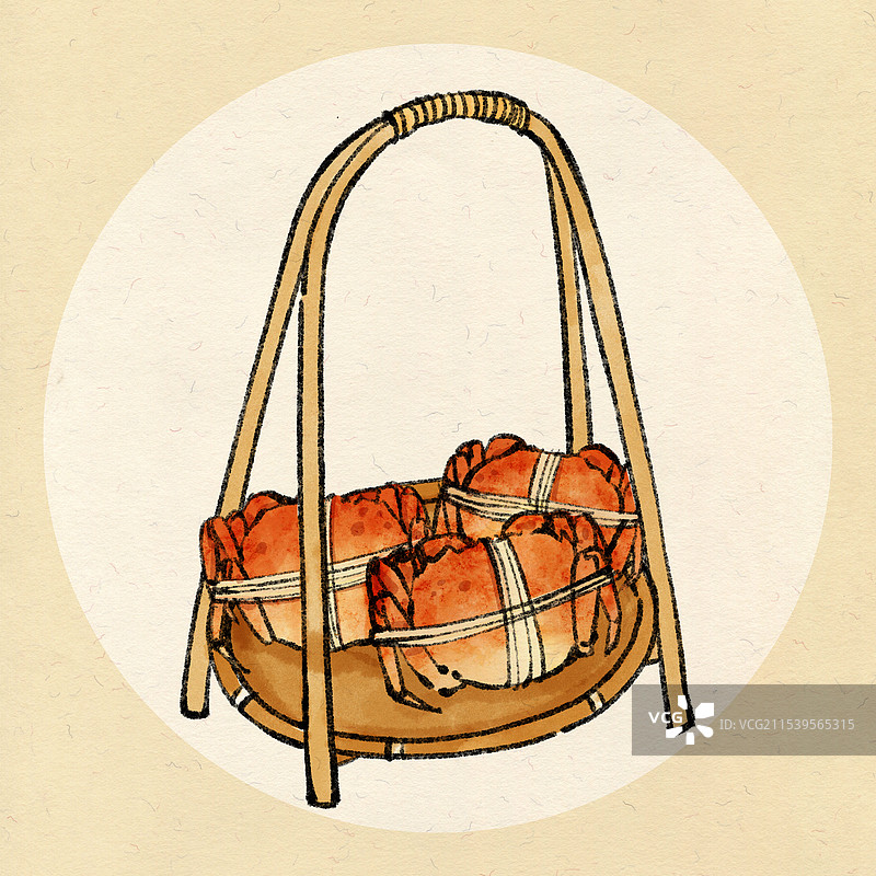 国风苏州美食插画-大闸蟹图片素材