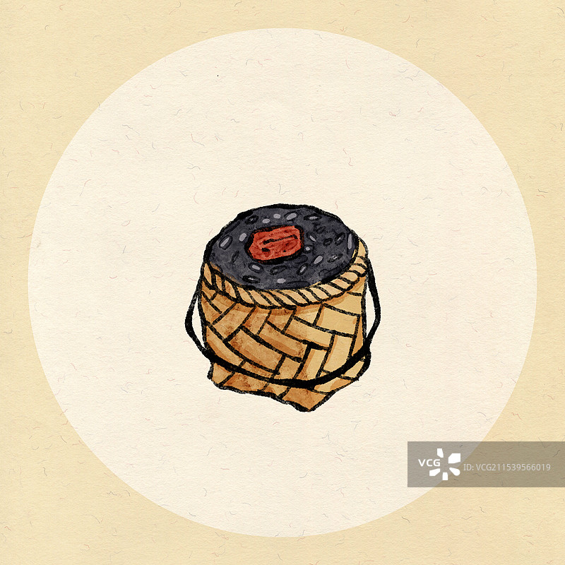国风苏州美食插画-乌米饭图片素材