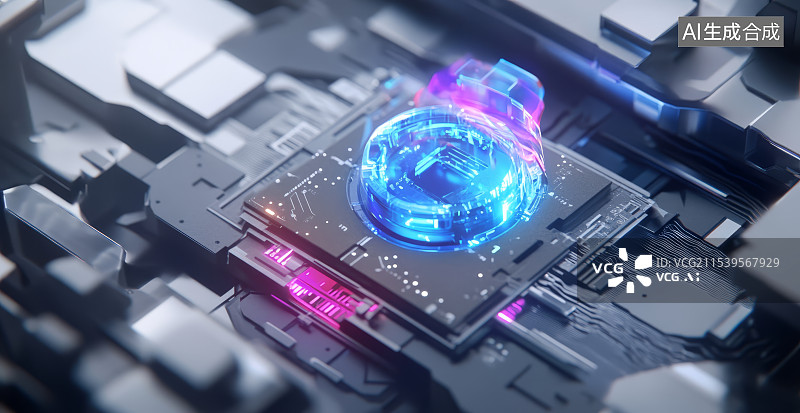 【AI数字艺术】科技发射器芯片图片素材