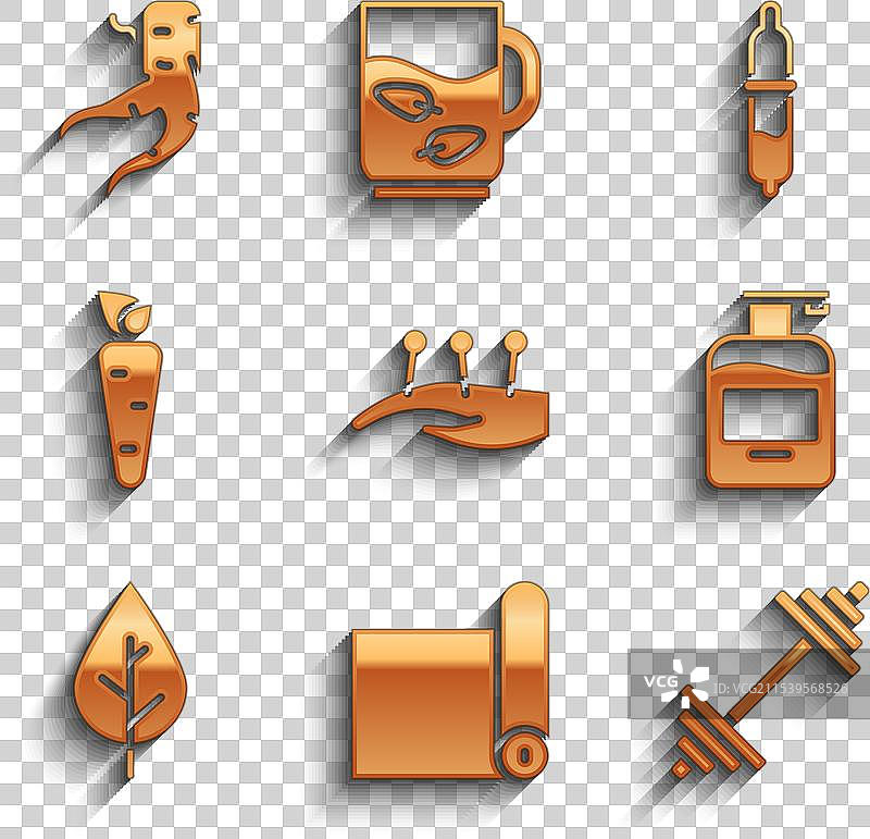 针灸疗法健身垫卷和哑铃图片素材