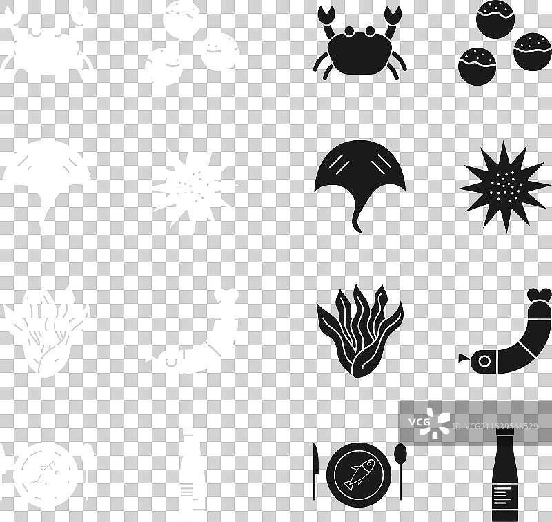 海胆、黄貂鱼、螃蟹、章鱼烧、海藻图片素材