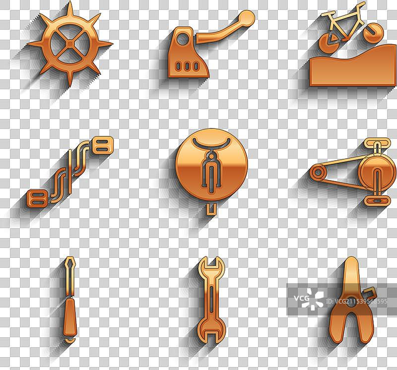 自行车扳手、座椅、链条和齿轮组合图片素材