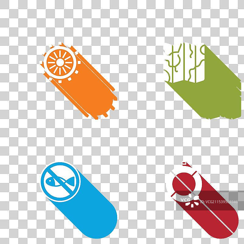 船舶舵轮、折叠地图、禁止钓鱼标志图片素材