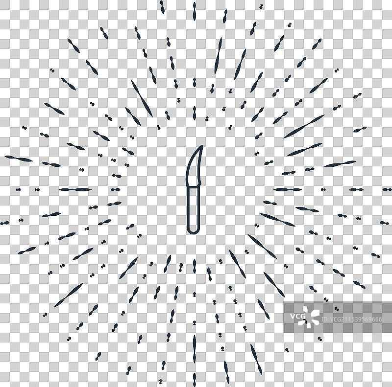 黑色线条刀具图标，背景为灰色图片素材