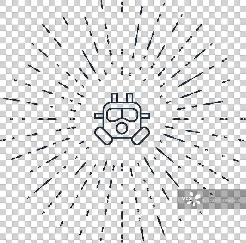 黑色线条防毒面具图标，背景为灰色图片素材