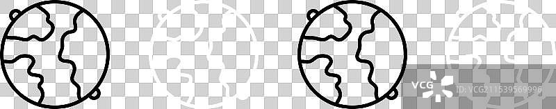 全球设置线图标，孤立在黑色背景上图片素材