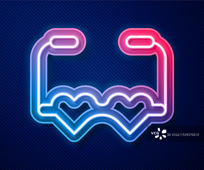 发光的霓虹线心形爱心眼镜图标图片素材