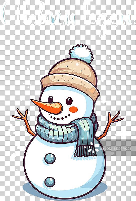 节日俄罗斯新年贺卡，一个迷人的雪人图片素材