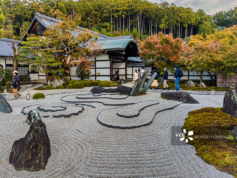 京都 圆光寺 枯山水 日式美学 日本庭园 日式园林图片素材