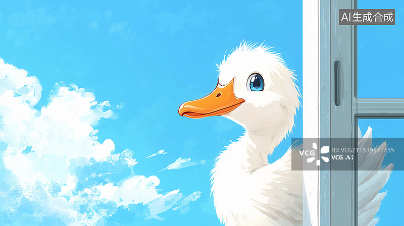 【AI数字艺术】好奇的小鹅图片素材