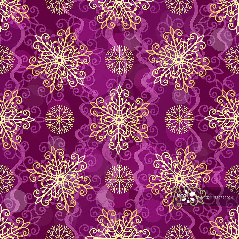 圣诞紫色无缝图案与金色相结合图片素材